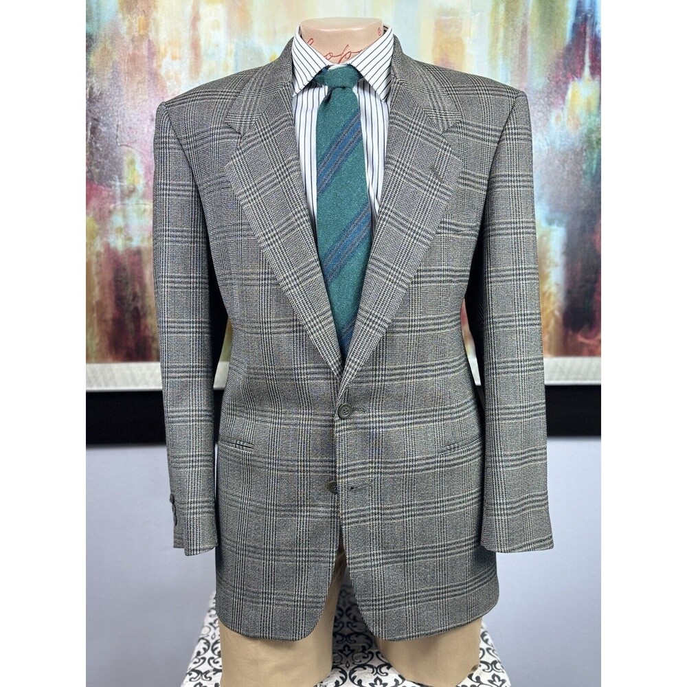 Pierre Cardin Mens Retro Gray Plaid Blazer 42R NWOT